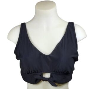 Black Tie-Front Bathing Suit Top Sz XL